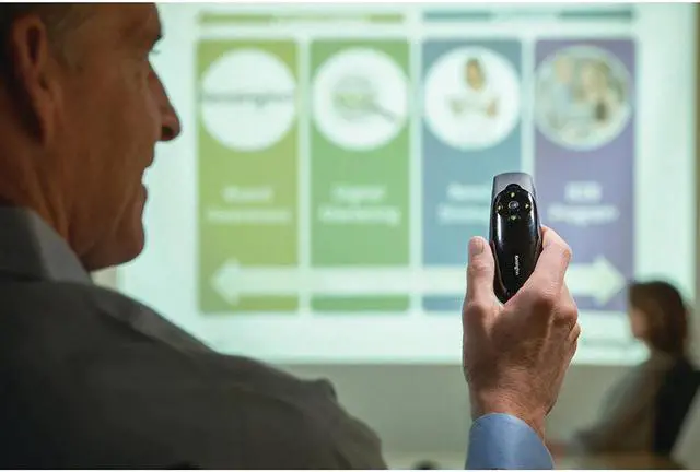 Alt view image 5 of 5 - Wireless Presenter Remote Green Laser Pen Presenter with Air Mouse Cursor Control 8GB Memory for PPT Keynote K72427