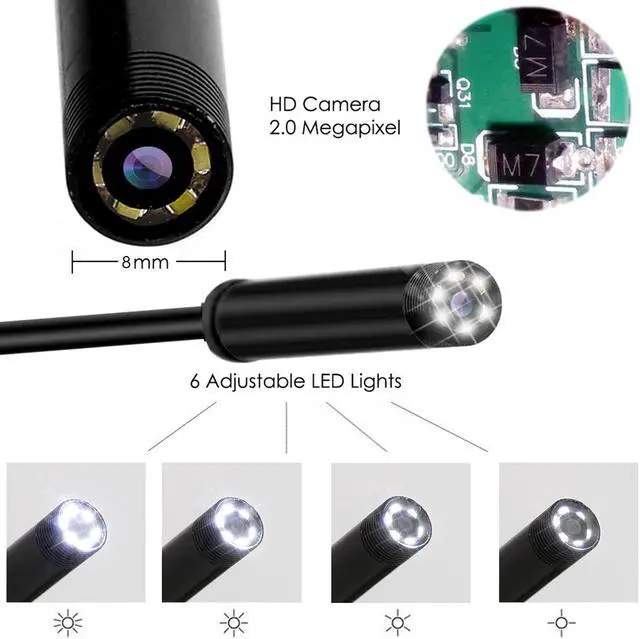 Alt view image 5 of 5 - 8mm HD wifi endocope camera Android mobile phone Waterproof Borescope Inspection Camera 6 Led Lights with sucker