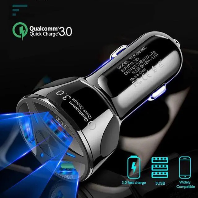 Alt view image 2 of 5 - 3A USB Car Charger Quick Charge 3.0 Fast Car Charging For Samsung S10 S9 S20 Plus iPhone 11 X Xs XR QC3.0 Charger Car-Chargers