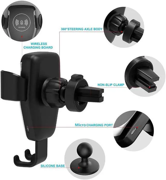 Alt view image 3 of 5 - Wireless Charger 10W Mobile Phone Fast Charger Bracket Mount Car Air Vent Phone Holder For iPhone XS XR X 8