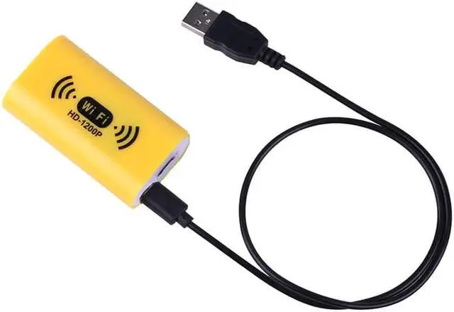 Alt view image 3 of 5 - Endoscope Camera HD 1200P Waterproof Inspection Borescope 8mm 8LED Hard Cable Semi Rigid Tube wireless Endoscopy Yellow