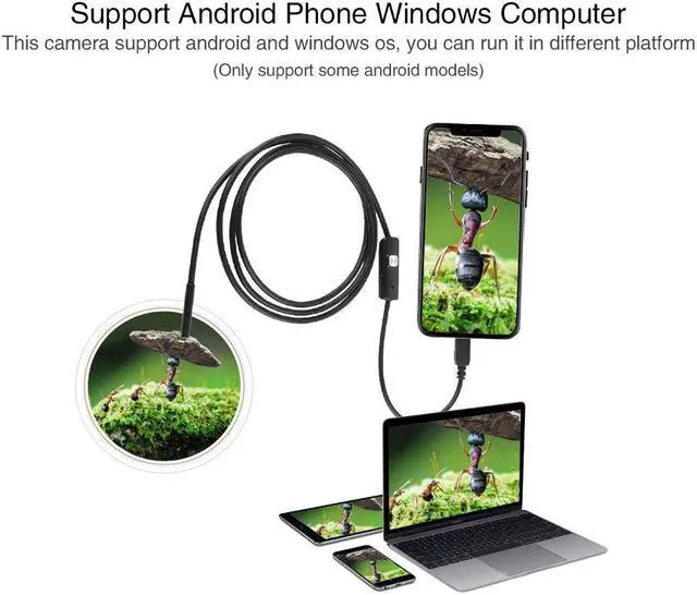 Alt view image 2 of 7 - 7mm Endoscope Camera 2 in 1 Micro USB Mini Camcorders Flexible IP67 Waterproof 6 LED Borescope Inspection Camera Android Loptop