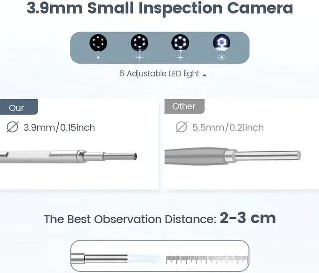 Alt view image 2 of 5 - Otoscope 3.9mm Lens Ear Inspection Camera 4.5 inch IPS Color Screen with 6 LED IP67 720P HD CMOS Sensor for Ear Nose