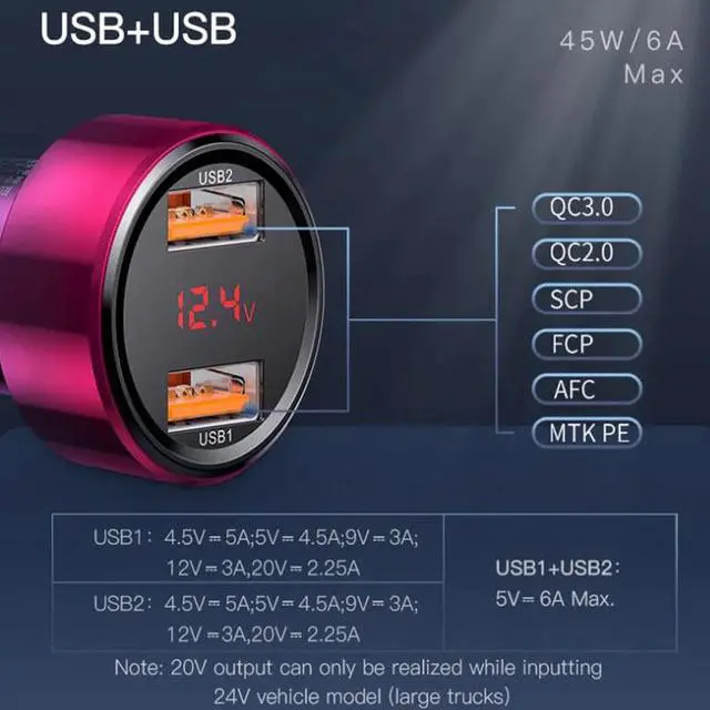 Alt view image 3 of 5 - 45W Car Charger Dual USB Type C Mobile Phone Charger Metal Car Charging QC3.0 4.0 Quick Charge for iPhone