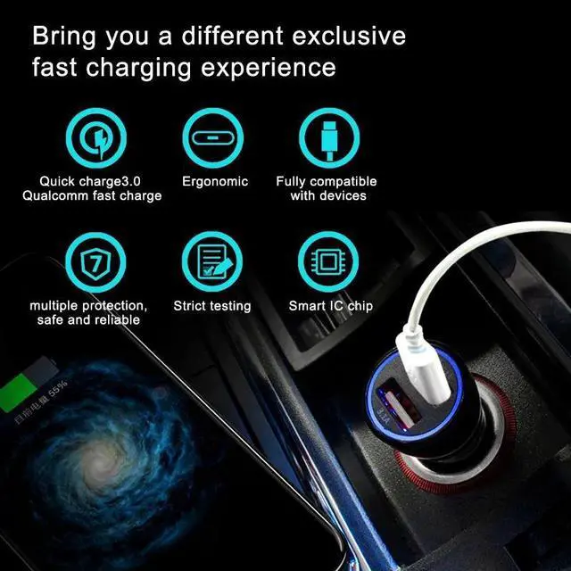 Alt view image 2 of 5 - Car Charger Quick Charge 3.0 for iPhone X  S10  Mi 9 Mobile Phone Fast Charging Car Charger QC 3.0 Car-Charger