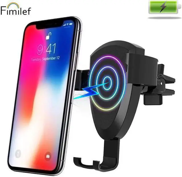 Main image of Portable Wireless Charger For iPhone X 8 8Plus Car Air Vent Mount Gravity Fast Wireless Charger Clip For Samsung Galaxy