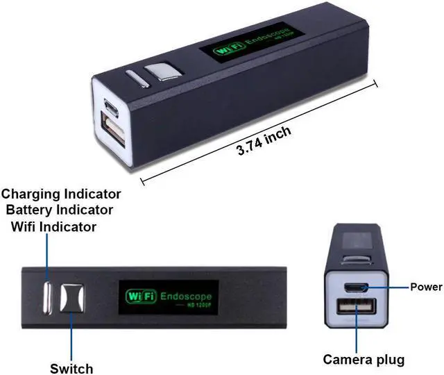 Alt view image 3 of 5 - Endoscope Camera 1200P HD 8mm Mini Waterproof Soft Cable Inspection Camera USB Wireless Borescope IOS Android Endoscope