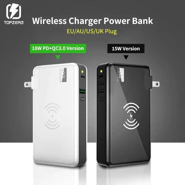 Main image of 10000 mAh Wireless Charger Power Bank For   iPhone  Portable LED PD QC 3.0 USB Fast External Battery