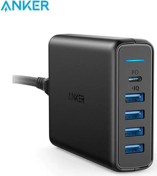 Main image of USB C Premium 60W 5-Port Desktop Charger with One 30W Port for Apple MacBook Nexus 5X/6P 4 PowerIQ Ports for iPhone iPad