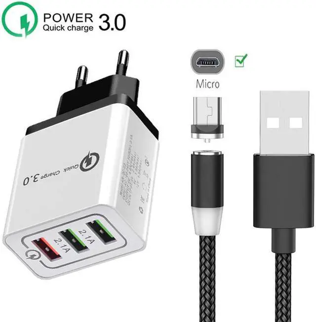 Main image of Plug QC 3.0 Travel Fast Charger For   7A 7C 8A 6C Pro 5A 6A 6X 7X 8X 8S P8 P9 Magnetic Cable Micro USB Data Wire