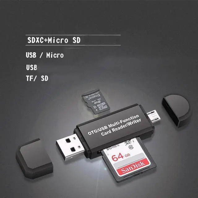 Alt view image 4 of 5 - 2 In 1 USB OTG Card Reader Flash Drive High-speed USB 2.0 Universal OTG TF/SD Card for Android phone Computer Extension Headers