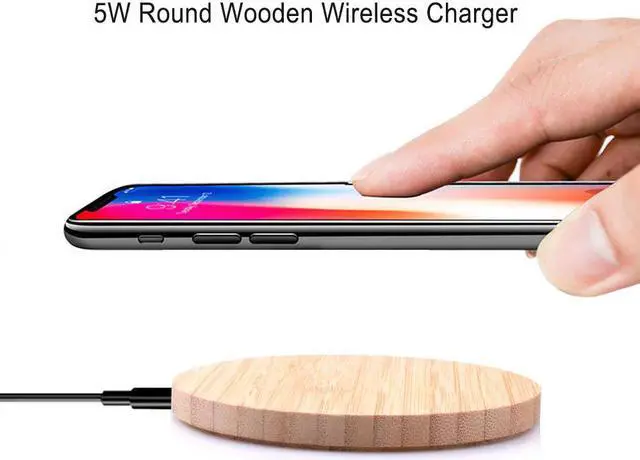 Alt view image 4 of 5 - Qi Wireless Charger Slim Wood Pad Charging Mat For Samsung Galaxy Note 9 iphone wireless charger mobile phone charger charging