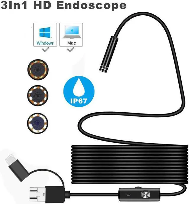 Alt view image 6 of 7 - 7mm USB 3-in-1 Endoscope Micro USB Type-c 1/1.5/2/3.5/5/M 6 LED HD Borescope Tube Waterproof IP67 USB Inspection Video Camera