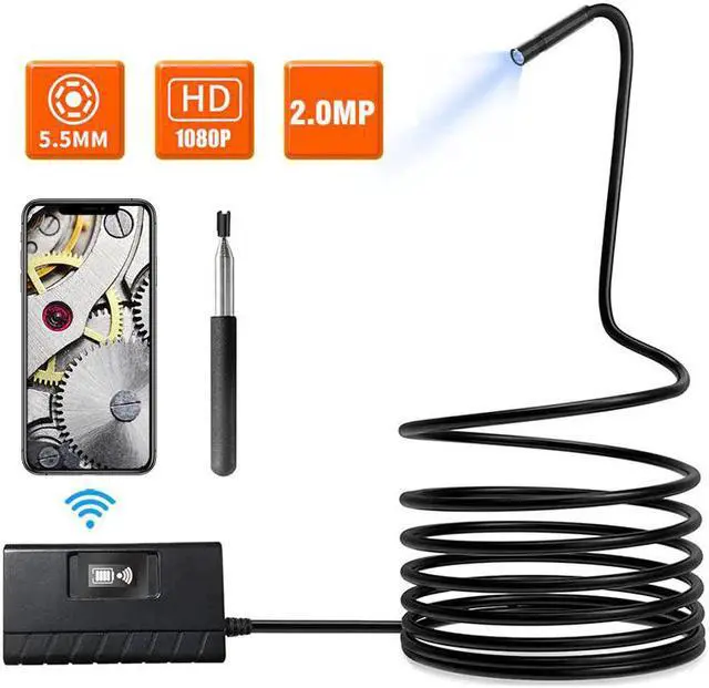 Alt view image 2 of 5 - 5.5mm Lens Endoscope iPhone Android Endoscope WiFi Camera Semi Rigid Cable Waterproof Telescoping Borescope Tube Camera