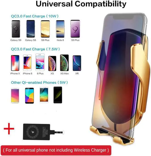 Alt view image 3 of 5 - Automatic Clamping 10W Car Wireless Charger For iPhone Xs  LG Infrared Induction Qi Wireless Charger Car