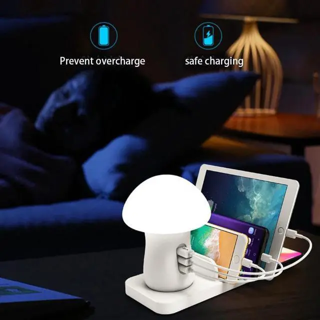 Alt view image 4 of 5 - Charging Station for Multiple Devices 5 Port Quick Charger Desk Docking Organizer with 3.0 Compatible with iPhone iPad
