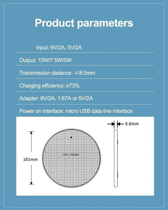 Alt view image 5 of 5 - 10W Qi Wireless Charger For  Galaxy S10 S9/S9+ S8 Note 9 5V 2A USB Fast Charging Pad for iPhone 11 Pro XS Max XR X 8 Plus