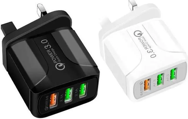 Alt view image 3 of 5 - USB Quick Charger EU US UK Plug Wall Adapter 3 Ports Power Converters For   Accessories For Mobile Phone Cable