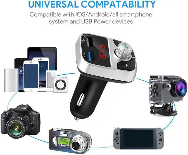 Alt view image 4 of 5 - Car Kit Handsfree Bluetooth FM Transmitter LCD MP3 Player Dual USB Charger 3.1A Phone Charger Car Wireless Audio Receiver