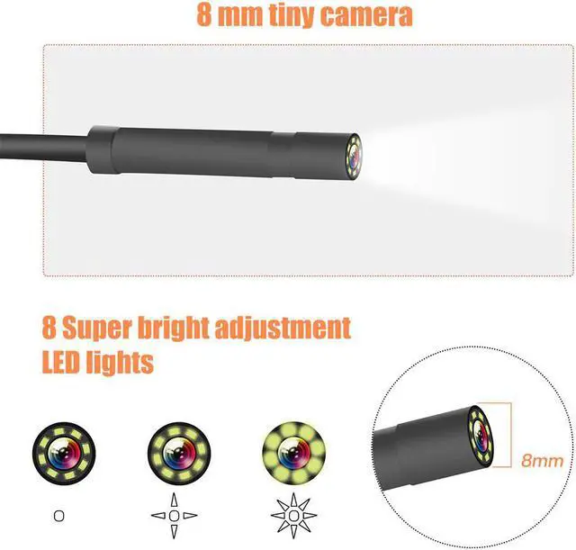 Alt view image 3 of 5 - Portable Handheld Industrial Endoscope IP67 Waterproof 8mm Lens 4.3-Inch LCD Display Screen 1920*1080p HD Camera Borescope