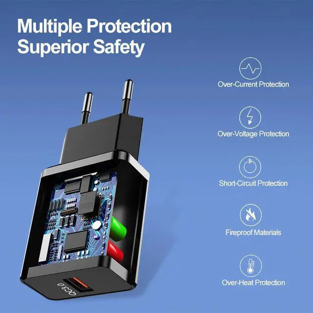 Alt view image 3 of 5 - 18W Quick Charge 3.0 USB Charger QC 3.0 4.0 USB Plug Phone/Fast Charger Adapter For  A50 iPhone Xr 11 8 7