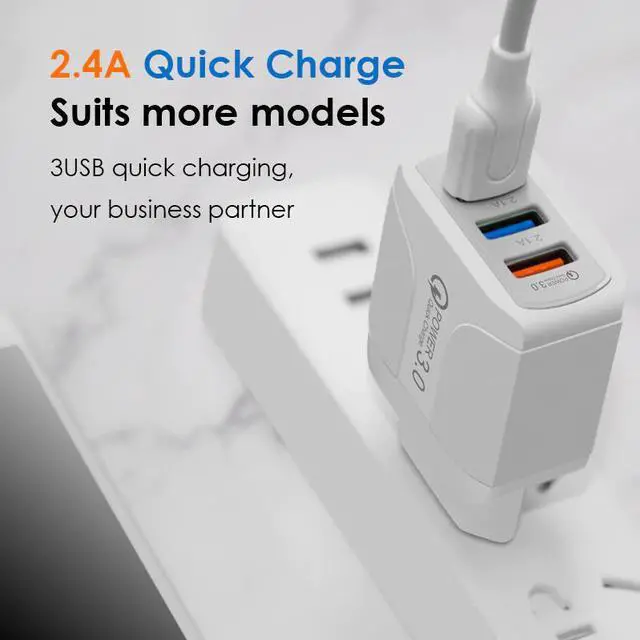 Alt view image 3 of 5 - USB Quick Charger EU US UK Plug Wall Power Adapter Chargers For Type C Micro USB C Cable For    TXTB1