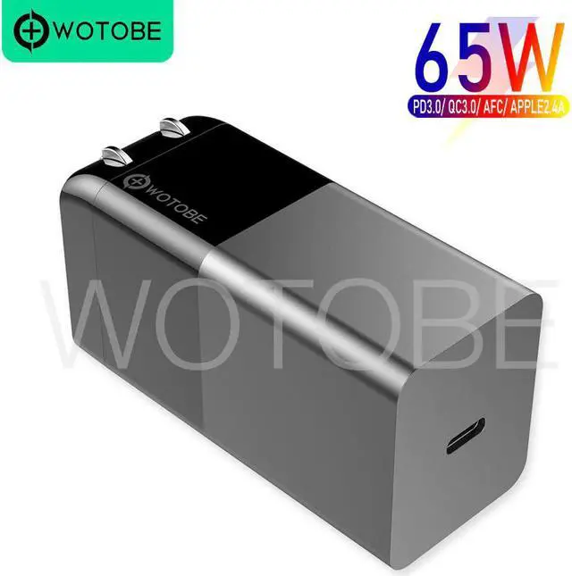 Main image of USB C 65W GaN Lipstick Trave charger,20V PD65W power adapter QC3.0/AFC 18W/15W for Type-c laptops MacBookPro iPhone11/SE
