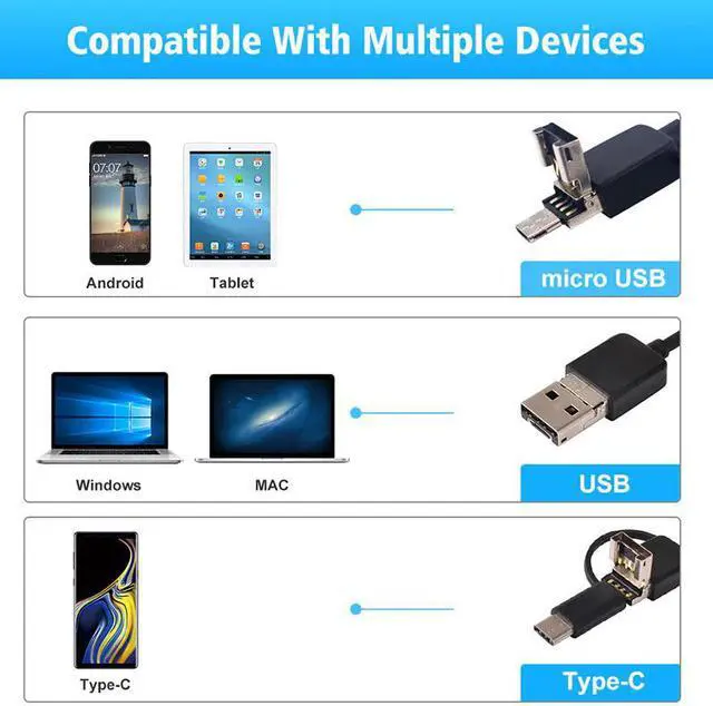 Alt view image 5 of 5 - 2m 1.5m 1m Mini 5.5mm Lens Snake Endoscope Camera Hard Semi-rigid Borescope Car Inspection Camera for Smartphone Android PC