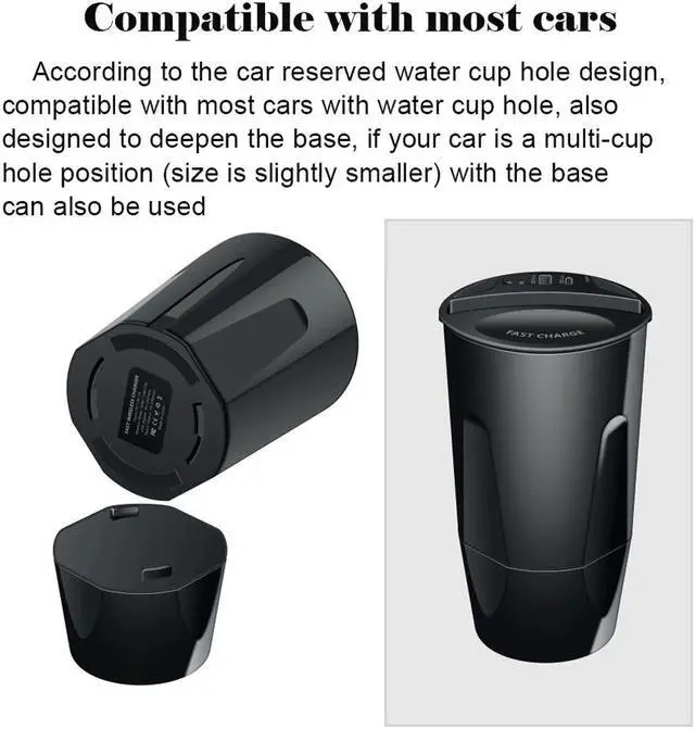 Alt view image 4 of 5 - CN9 X9 Fast Wireless Charger Car Cup Vehicle-mounted stand for iphone 8 8 Plus XS MAX XR for  note10/9/8 S9/S10 etc.