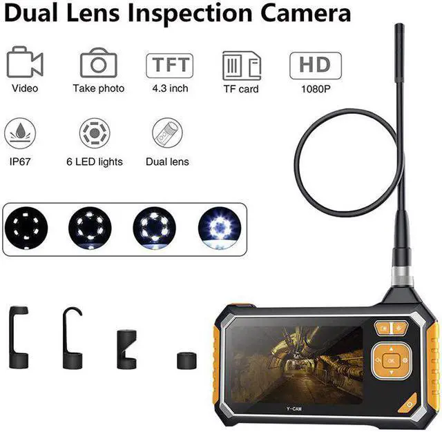Alt view image 6 of 7 - 1080P Dual Lens Industrial Endoscope Inspection Camera Portable Handheld Borescope Videoscope with 4.3 ''LCD With 32G TF card