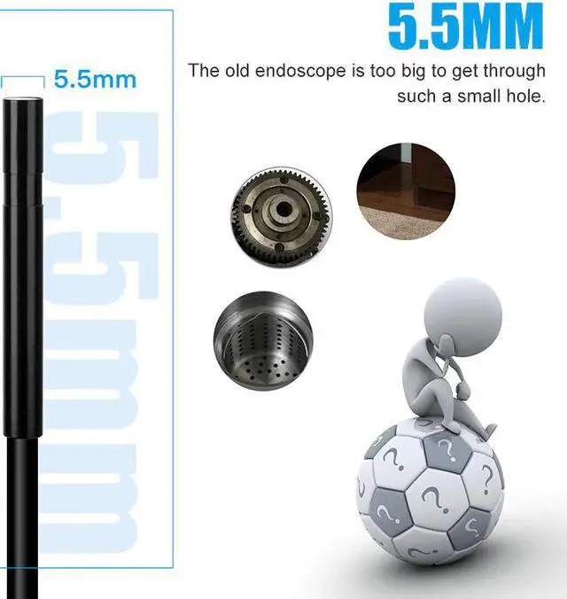 Alt view image 3 of 5 - 2m/10m WiFi 5.0MP HD Endoscope Camera USB 5.5MM IP67 Waterproof Borescope Inspection Camera For Android iOS Tablet PC