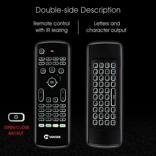 Alt view image 4 of 5 - Backlit Air Mouse Smart Voice Remote Control  Pro 2.4G wireless keyboard Gyro IR for Android TV Box T9 X96 mini H96 max