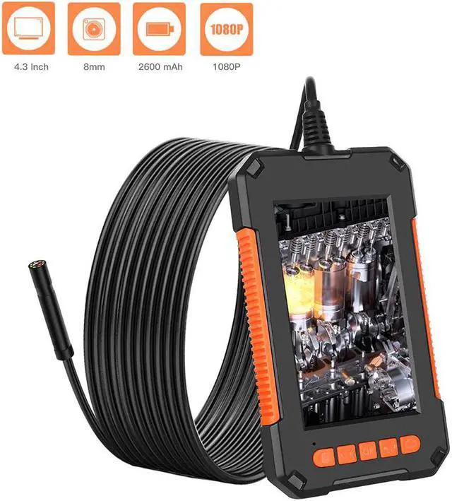 Main image of Portable Handheld Industrial Endoscope IP67 Waterproof 8mm Lens 4.3-Inch LCD Display Screen 1920*1080p HD Camera Borescope