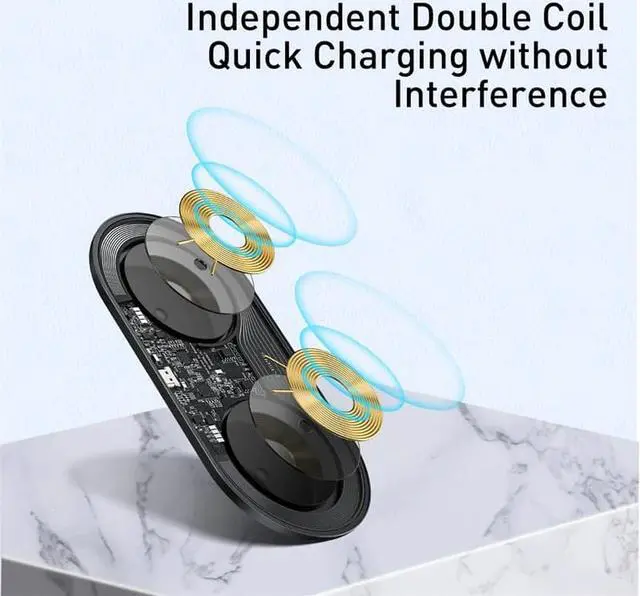 Alt view image 4 of 5 - 15W Dual Wireless Charger for iPhone 11 Pro Max X XS Max XR Visible Wireless Charging Pad for  Galaxy S20 Note 10