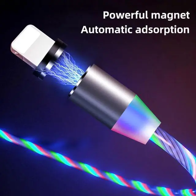 Alt view image 2 of 5 - Cable LED Flow Glow Micro USB Type C Lighting Charger For iPhone  Fast Charging USB-C Type-C Mobile phone Cables