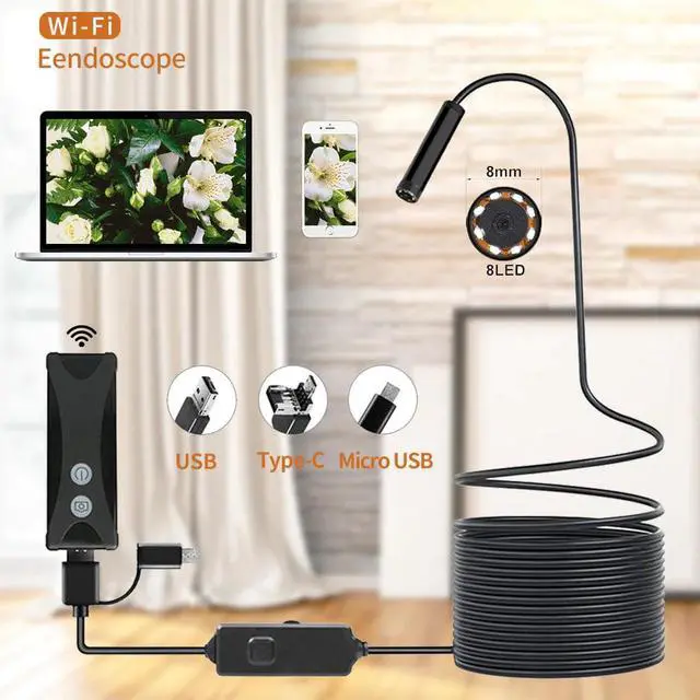 Main image of WIFI Endoscope Camera Waterproof Inspection Mini Camera 8mm 1/2/3/5M USB Endoscope Borescope For Iphone Android PC IOS