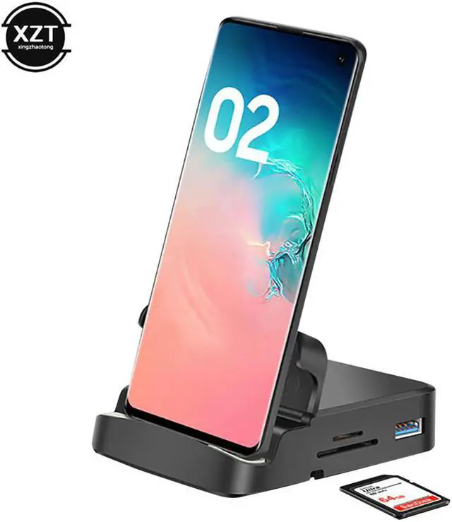 Alt view image 2 of 5 - 8 In 1 Type C HUB Docking Station Phone Stand Dex Pad Station USB C To HDMI Dock Power Charger Kit For MacBook For