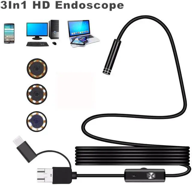 Main image of Type-C/USB Android Endoscope 5.5mm Lens Hard Wire Led Light Waterproof Borescope Inspection Camera Support PC/Android Phone