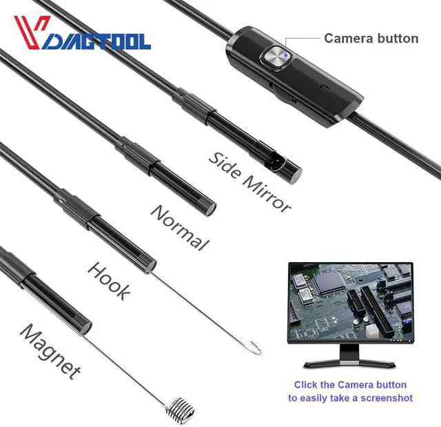 Alt view image 5 of 5 - Endoscope Camera 5.5mm 7mm 8mm IP67 Waterproof 6 LED Borescope Car Inspection Camera For Android Loptop