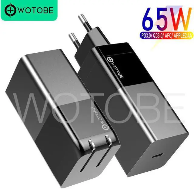 Alt view image 3 of 5 - USB C 65W GaN Lipstick Trave charger,20V PD65W power adapter QC3.0/AFC 18W/15W for Type-c laptops MacBookPro iPhone11/SE