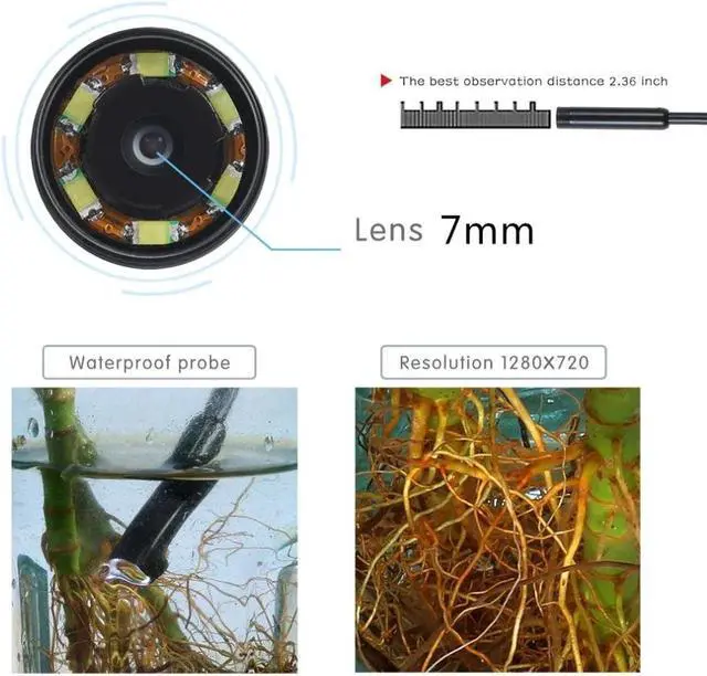 Alt view image 3 of 7 - 2M 7mm Lens USB Inspection Camera Waterproof 6 LEDs Mini USB Endoscope Borescope Tube For Android PC Computer TOP 2 in 1