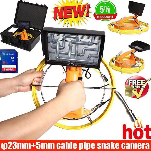 Alt view image 3 of 5 - 960P AHD Meter counter DVR audio Pipe Wall Sewer Inspection Camera System 60m Pipe Video snake Endoscope Camera with audio