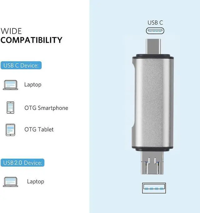 Alt view image 3 of 5 - Adapter 3-in-1 Type C OTG Card Reader With  Female Interface For PC  3.0 Read TF Memory Card Reader Adapter
