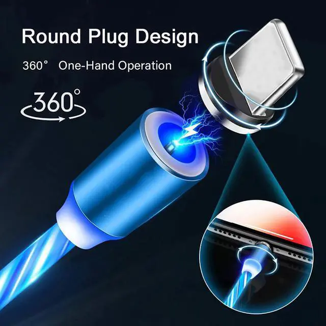 Alt view image 2 of 5 - Flowing Magnetic Charger Cable Light Up Shining Cord for  Galaxy S20 Note 20  Mi 10  Mate 40 30 Pro Phone
