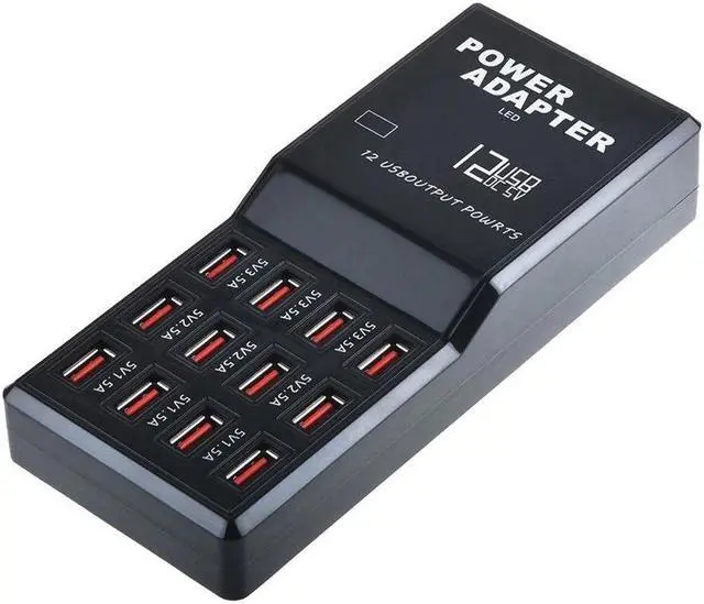 Alt view image 5 of 5 - 12 Port Multiple USB Charger 5V 12A Output Max 0.3A Input Charging HUB Desktop Adapter Fast Charger for Phone Tablet PC 858