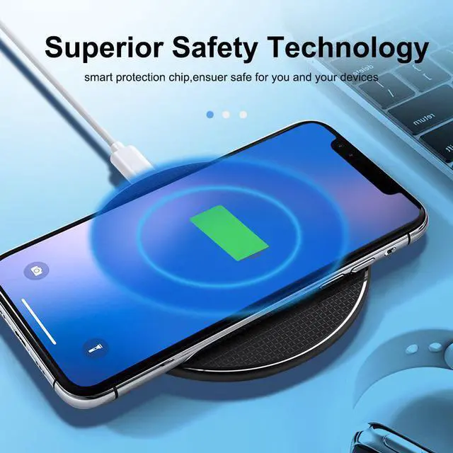 Alt view image 2 of 5 - 10W Qi Wireless Charger For  Galaxy S10 S9/S9+ S8 Note 9 5V 2A USB Fast Charging Pad for iPhone 11 Pro XS Max XR X 8 Plus