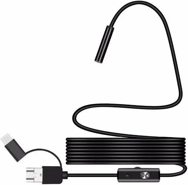 Alt view image 2 of 5 - Camera Endoscope HD 1200P IP68 2M Hard Flexible Tube Mirco USB Type-C Borescope Video Inspection for Android Car Endoscope