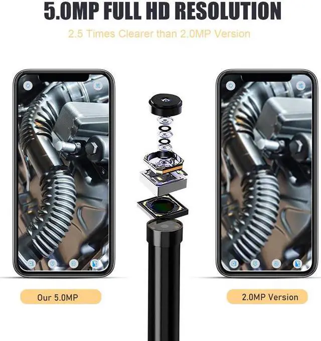 Alt view image 4 of 5 - 5.0MP 1944P WiFi Borescope with Semi-Rigid Cable Wireless Camera 6X Zoomable Endoscope Inspection Camera for iOS Android