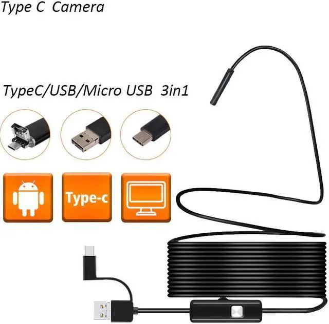 Alt view image 3 of 5 - 5.5mm Lens 1M/2M Soft Wire Android USB Endoscope Camera USB Pipe Inspection Endoscope OTG USB Borescope Camera Mini Camera