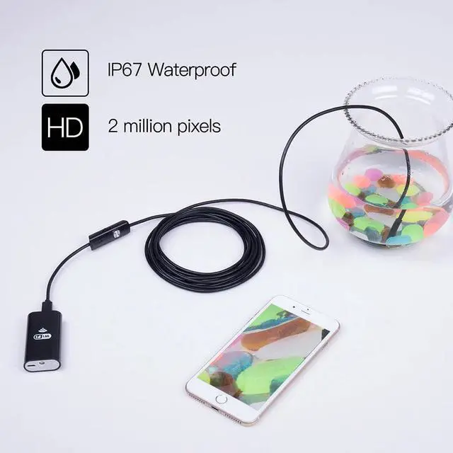 Alt view image 3 of 5 - Endoscope Camera LED 8MM 2/5M Waterproof Soft Cable Inspection Camera USB Endoscope Borescope IOS Endoscope For Iphone